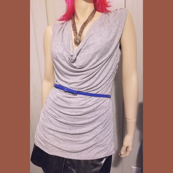 Maurices Light Gray Sleeveless Softest Rayon Draped Tunic Top - Picture 6 of 6